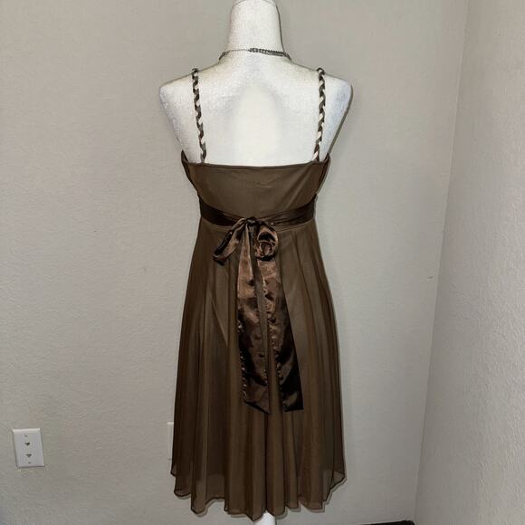 VTG Studio Y Y2K Dress Women's Medium Brown Fairy Tied Waist Braided Straps Boho - Picture 3 of 11